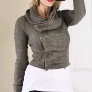 Nicholas K Green Silk Cashmere Draped Cropped Cardigan Size M